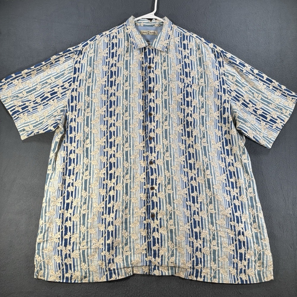 Tommy Bahama Hawaiian Shirt Mens 2XLT Floral 100% Linen Camp Button Up Big Tall